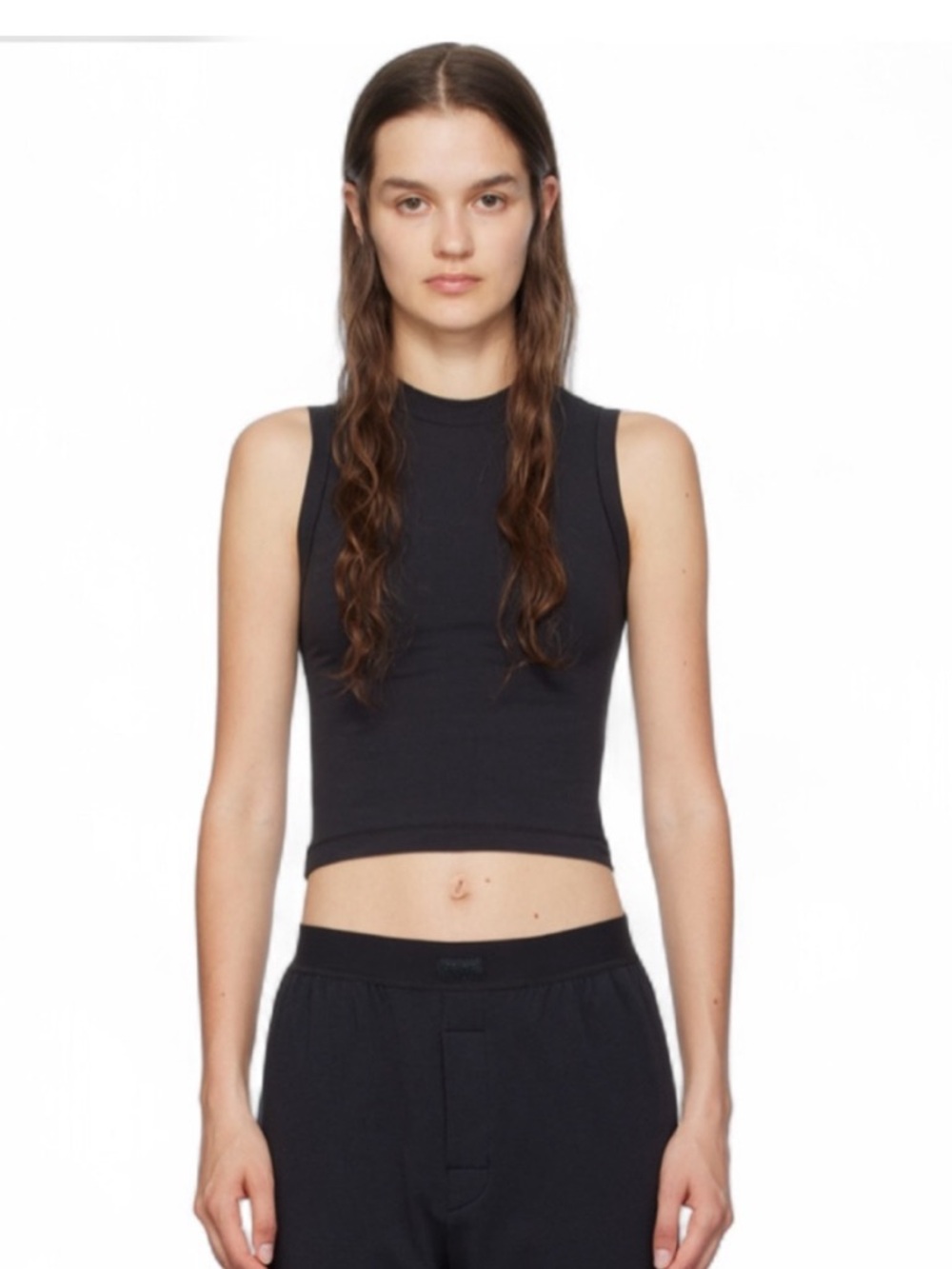 Skims Cotton Jersey Mock Neck Tank